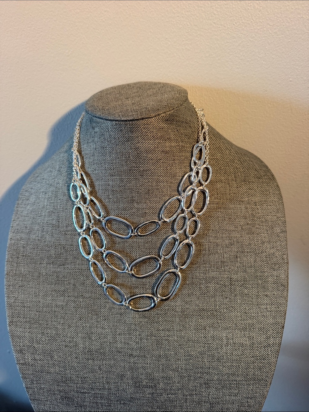 Two Silver Oval Link Necklace - Women Jewelry